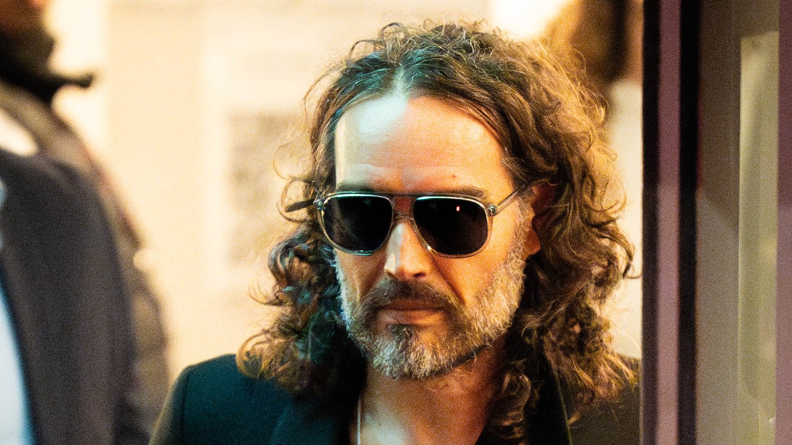 Russell Brand leaves the Troubabour Wembley Park theatre in north-west London after performing a comedy set.