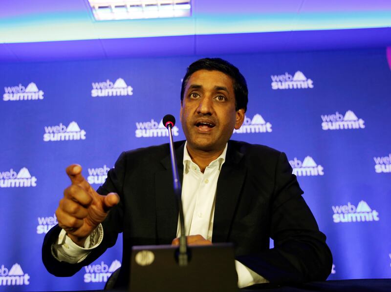 US Democratic Representative Ro Khanna, vice chair of the 98-member Congressional Progressive Caucus, holds a news conference during Web Summit, in Lisbon, Portugal, November 6, 2019. REUTERS/Pedro Nunes