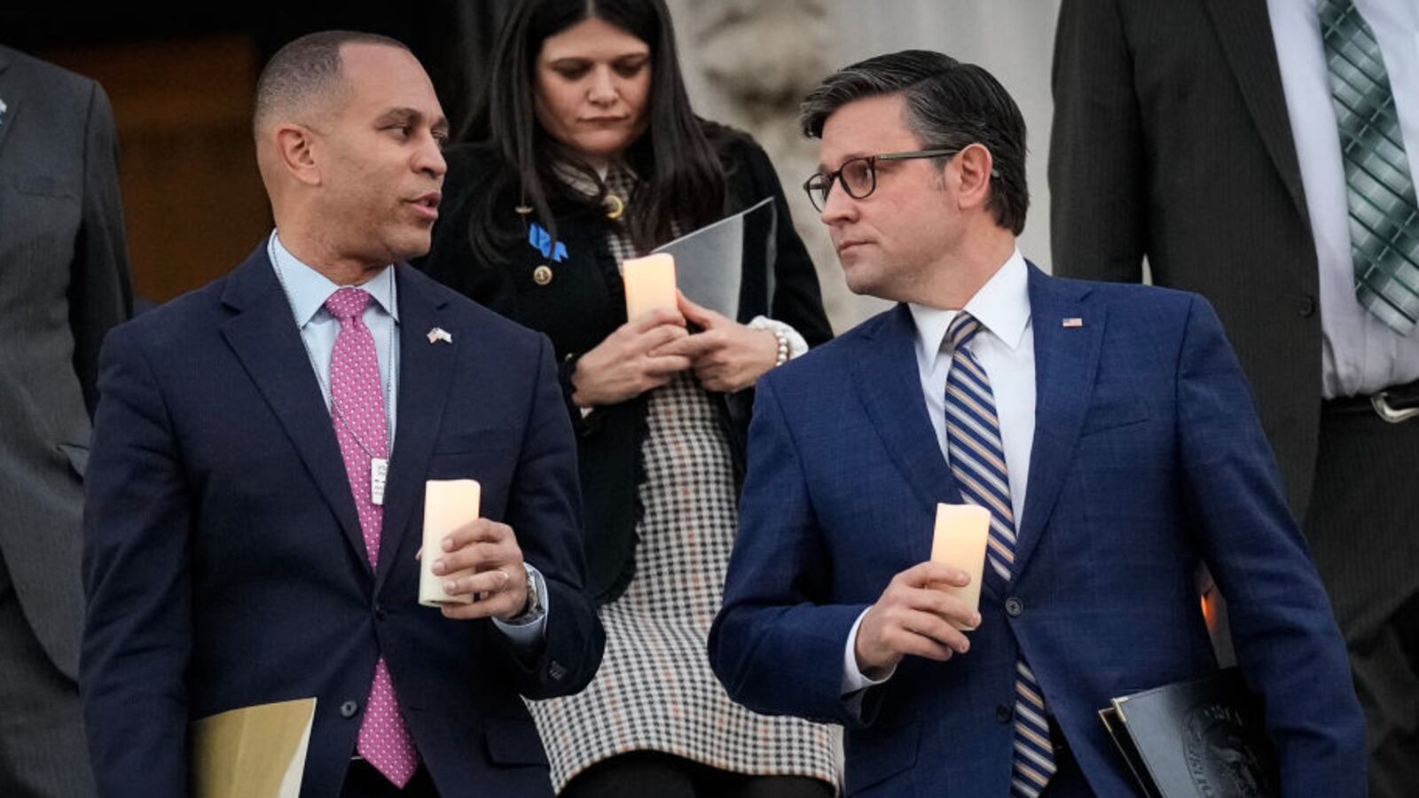 House Minority Leader Hakeem Jeffries (D-NY) and U.S. Speaker of the House Mike Johnson.