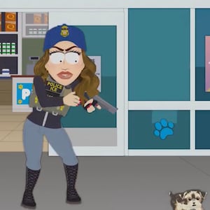 End credits scene of South Park 'Got a Nut' episode.