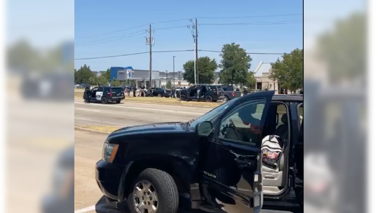 A screengrab of cops responding to an active shooting in Cedar Hill, Texas.