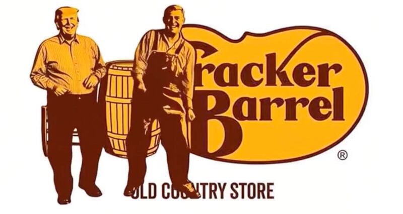 Donald Trump in a Cracker Barrel meme.