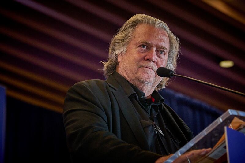 Steve Bannon speaks at the National Conservatism Conference in Washington D.C., Sept. 3, 2025.