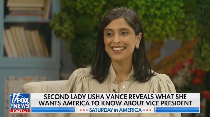 Second Lady Usha Vance sits down for an interview on a Fox News Program.