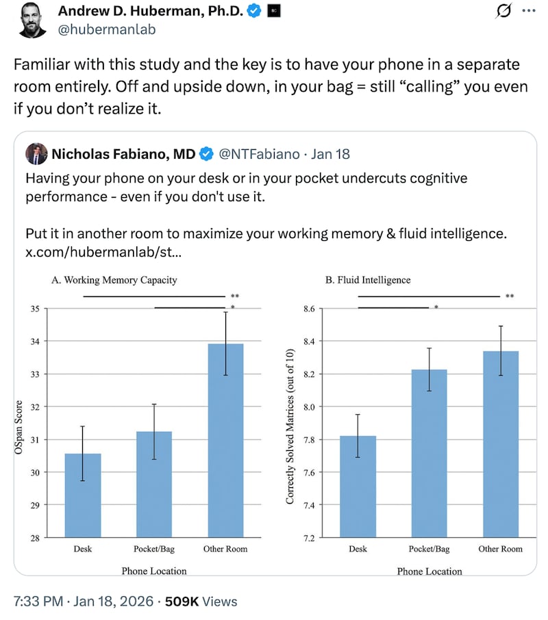 Screenshot of an Andrew Huberman X post.