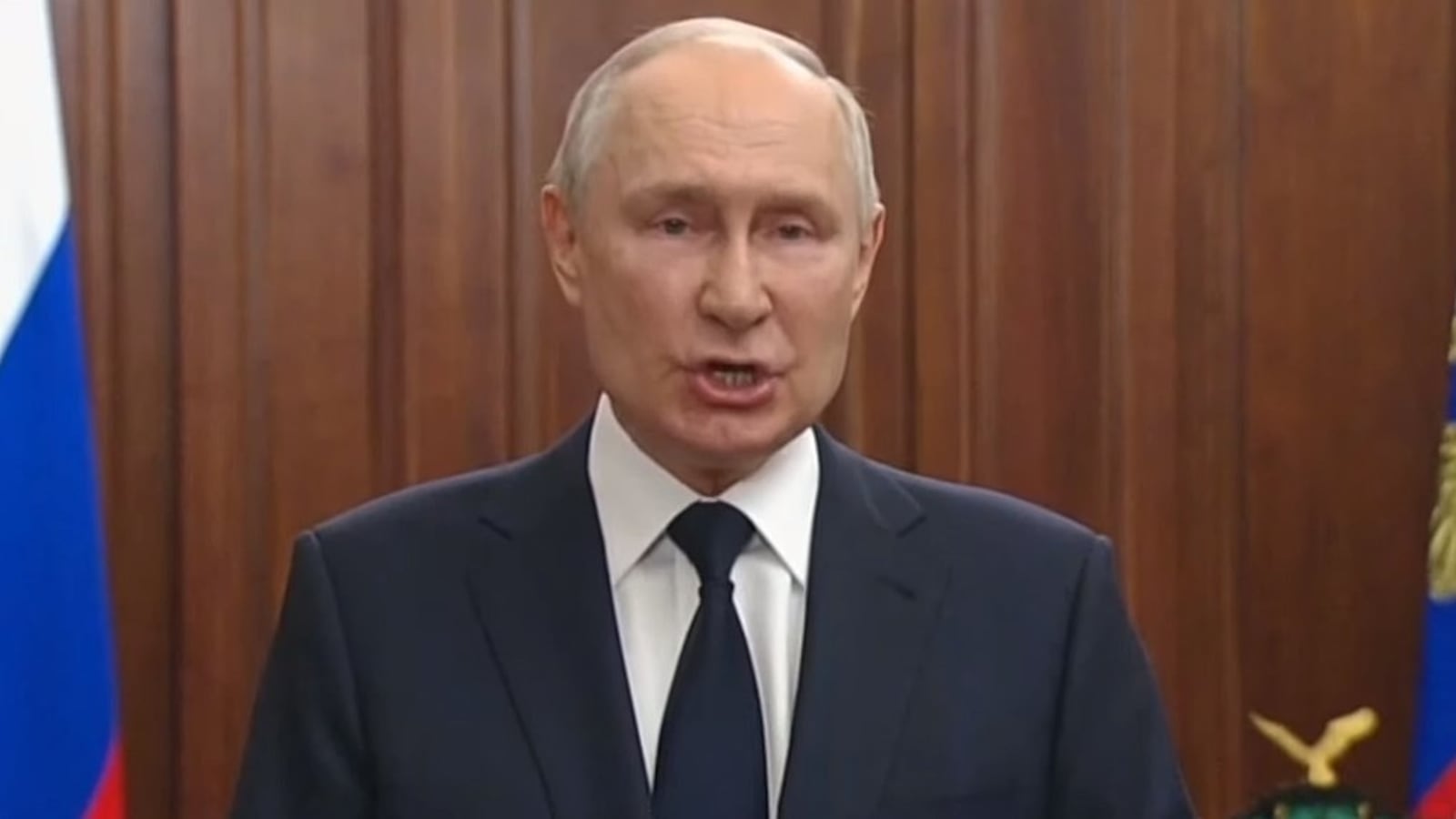 A rattled Vladimir Putin vowed in a video address to punish every organizer of the Wagner mercenary group’s mutiny in Russia.