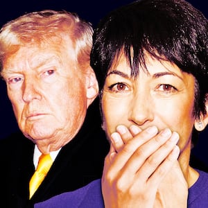 A photo illustration of Donald Trump and Ghislaine Maxwell.