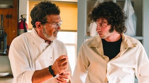 Antonio Banderas and Dominic Sessa in Tony.