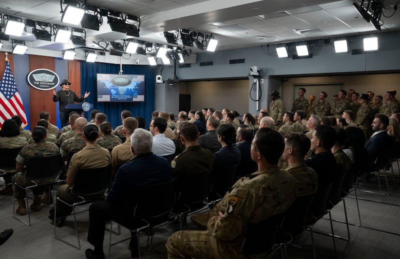 Kid Rock addresses the Pentagon on April 27.