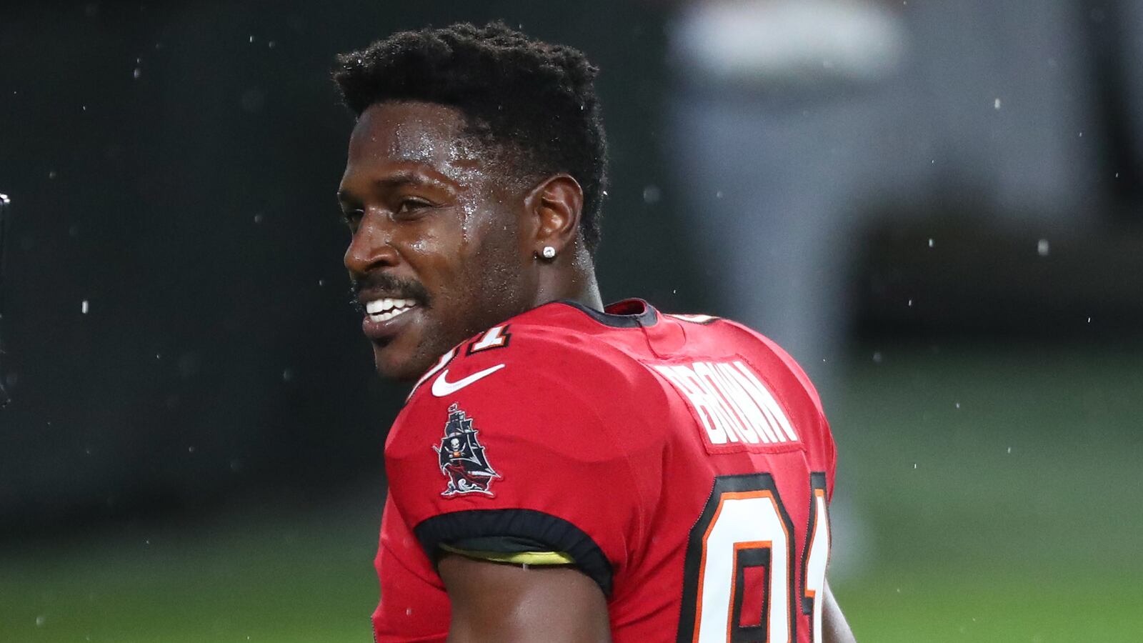 Nov 8, 2020; Tampa, Florida, USA; Tampa Bay Buccaneers wide receiver Antonio Brown (81) before the game at Raymond James Stadium. Mandatory Credit: Kim Klement-USA TODAY Sports.