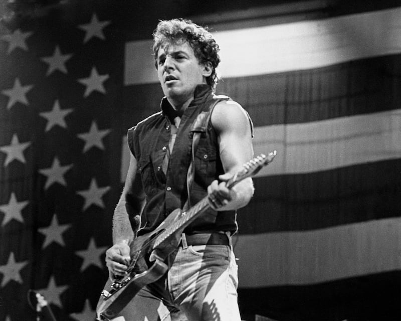 Bruce Springsteen & the E Street Band performing at the Oakland Coliseum on the "Born in the U.S.A." tour in September 1985.