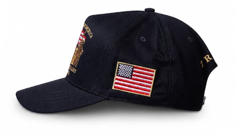 The flag on the side of Trump's 250 cap has 50 stars.