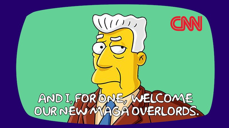 Kent Brockman as a CNN news anchor.