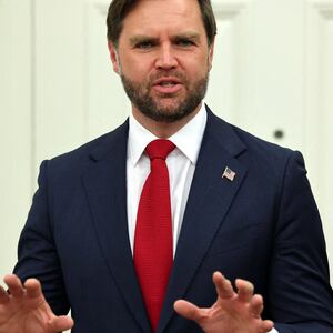 U.S. Vice President JD Vance speaks as U.S. President Donald Trump (not pictured) and Apple CEO Tim Cook (not pictured) present Apple's announcement of a $100 billion investment in U.S. manufacturing, in the Oval Office at the White House in Washington, D.C., U.S., August 6, 2025.