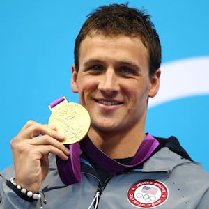 Ryan Lochte on Day One of the London 2012 Olympic Games at the Aquatics Centre on July 28, 2012, in London, England.