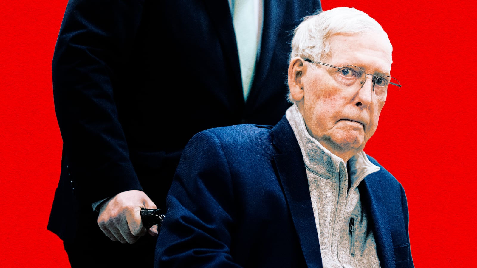 A photo illustration of Mitch McConnell.