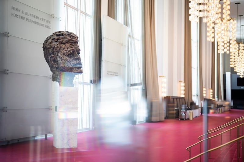 A bust of former President John F. Kennedy is seen in the Grand Foyer at The John F. Kennedy Center for the Performing Arts on Monday Feb. 02, 2026, in Washington, DC. The center will close starting in July for two years.
