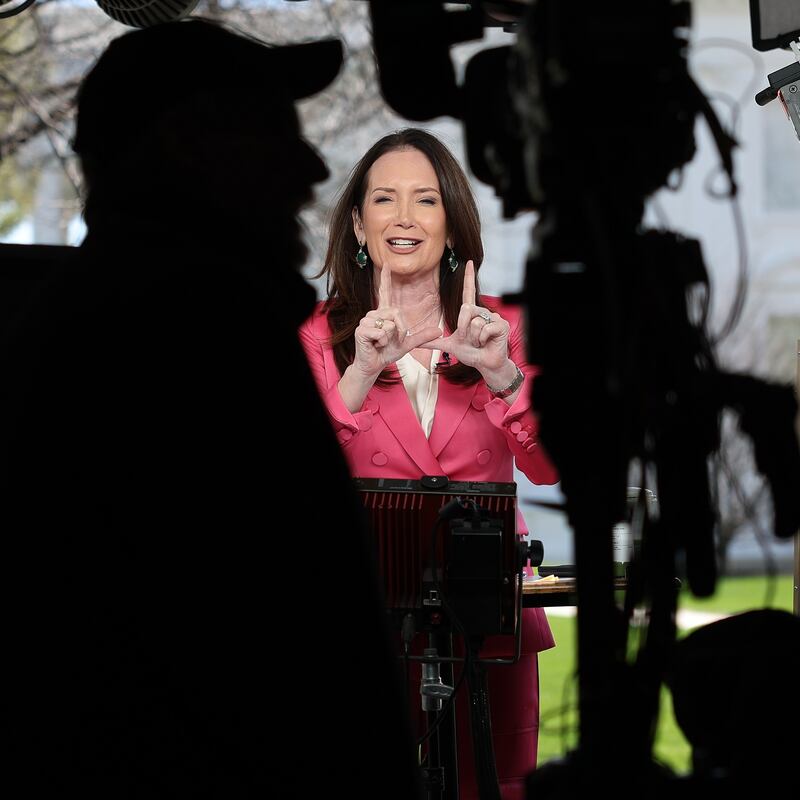 Secretary of Agriculture Brooke Rollins speaks with reporters outside the West Wing of the White House on March 26, 2025