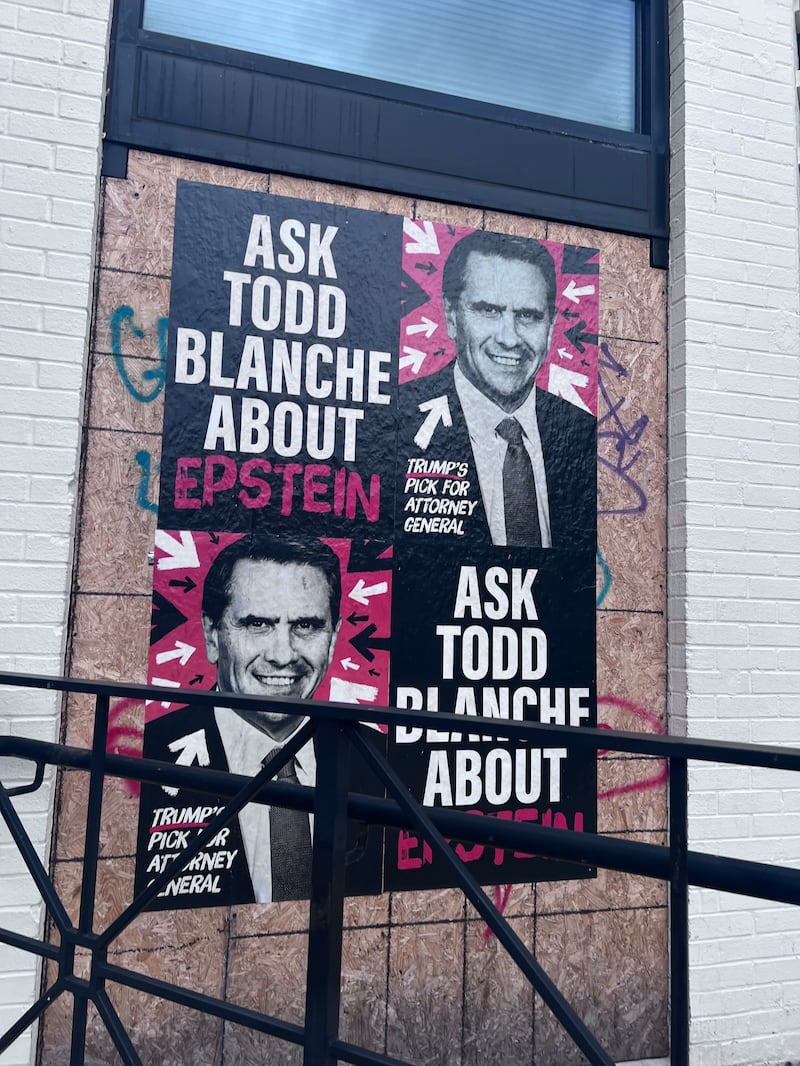 Posters of Blanche have appeared across DC highlighting is handling of the Epstein files.