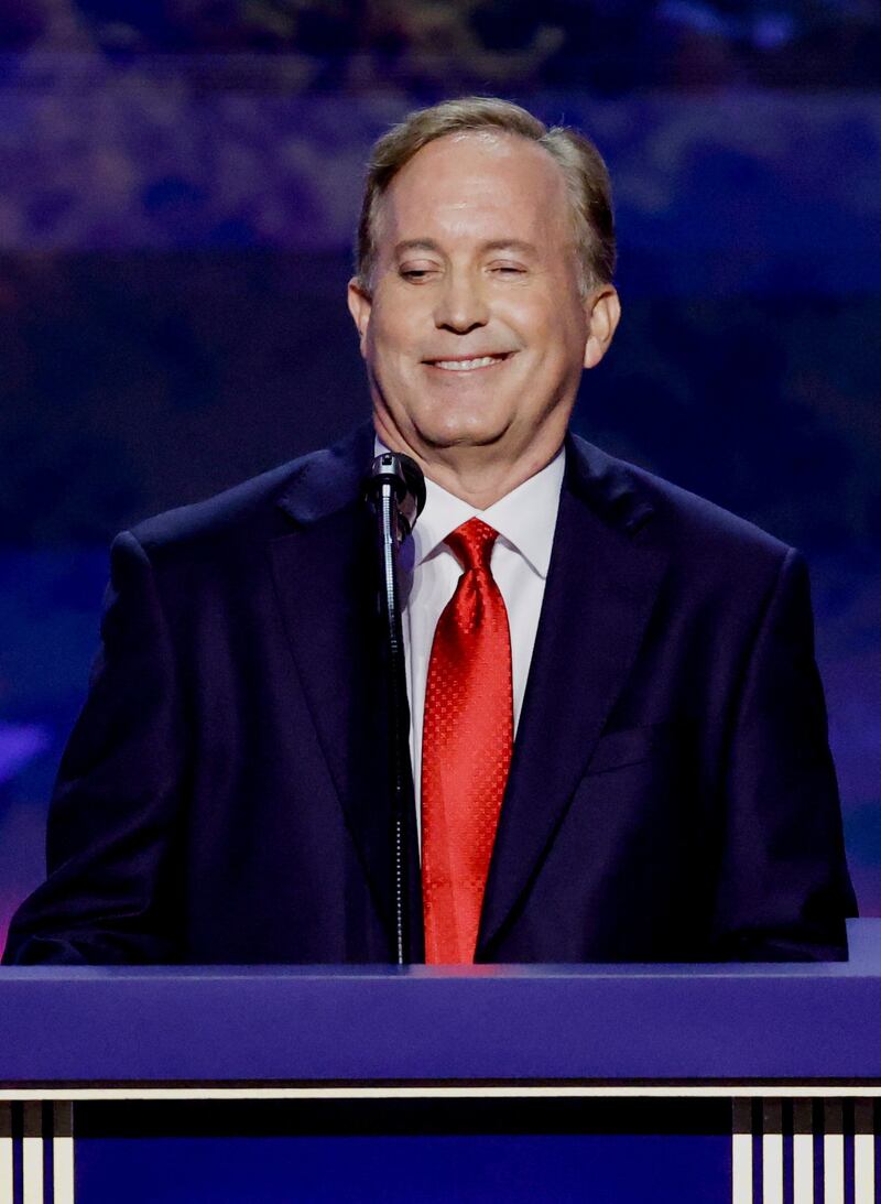 Texas Attorney General Ken Paxton, candidate for U.S. Senate, speaks at the Republican National Midterm Convention in Dallas, Texas, U.S., September 9, 2026.
