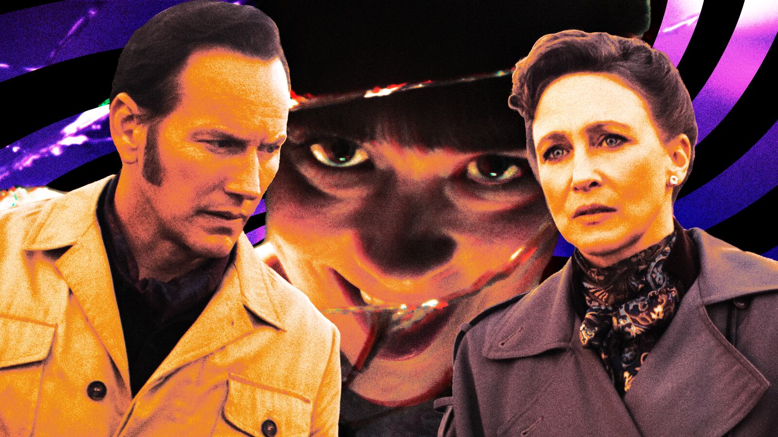 Patrick Wilson, Mia Tomlinson, and Vera Farmiga in Conjuring: Last Rites.