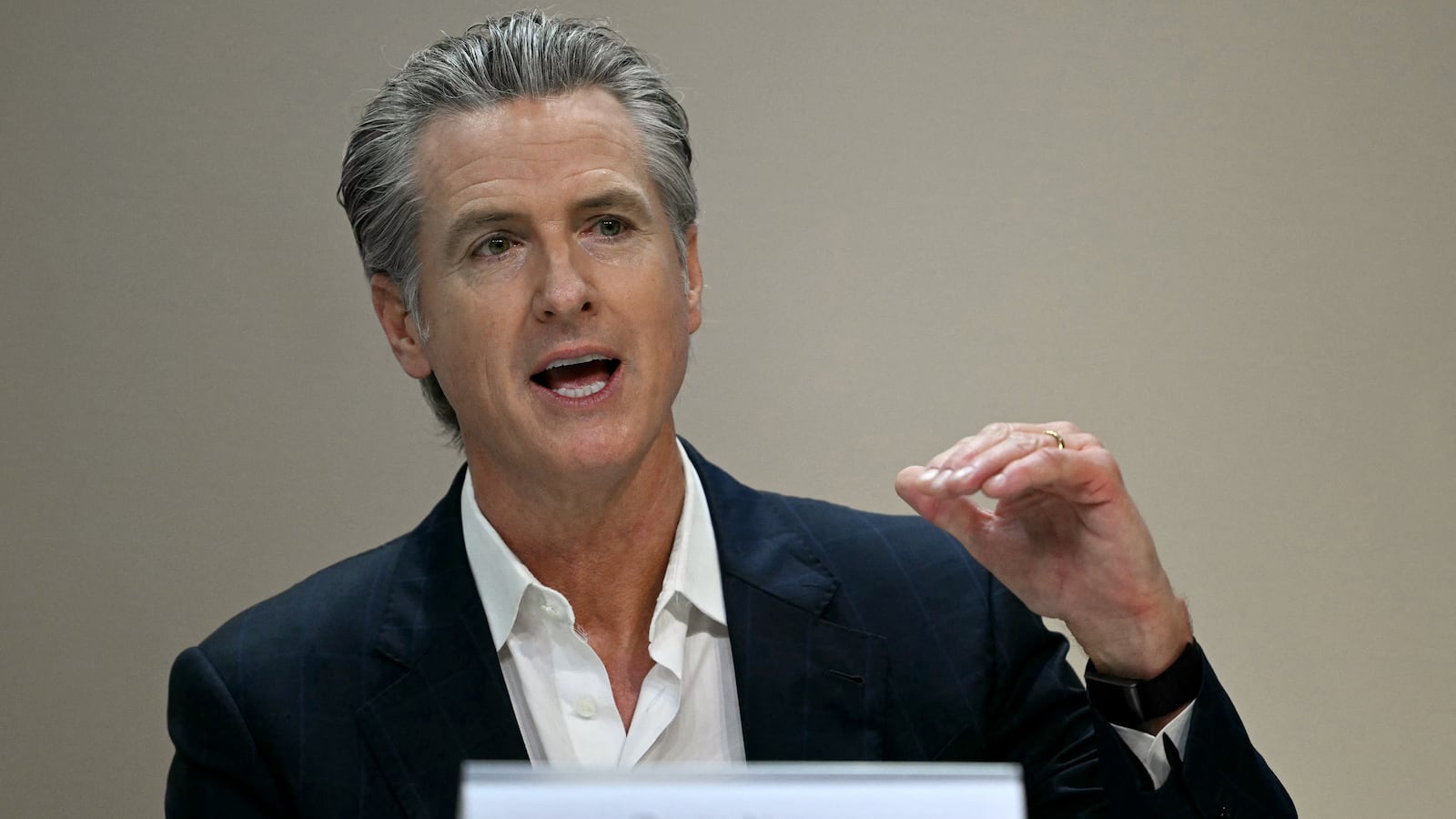 Governor of California Gavin Newsom attends a press conference during the COP30 UN Climate Change Conference in Belem, Para State, Brazil on November 11, 2025. Brazil is betting its much-hyped climate summit in the Amazon next month can deliver something increasingly rare in a fractured world: proof that nations can still unite to confront a global crisis (Photo by Mauro PIMENTEL / AFP) (Photo by MAURO PIMENTEL/AFP via Getty Images)