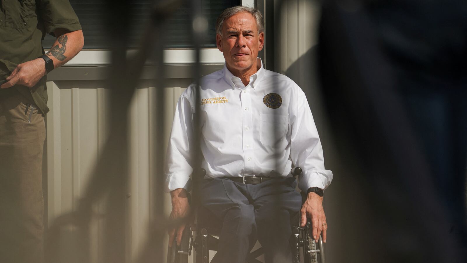 Texas Governor Greg Abbot at the southern border in Edinburg, Texas, U.S. November 19, 2023.