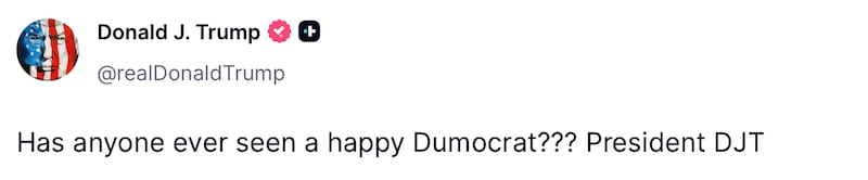 Donald Trump recycles his "Dumocrat" insult.
