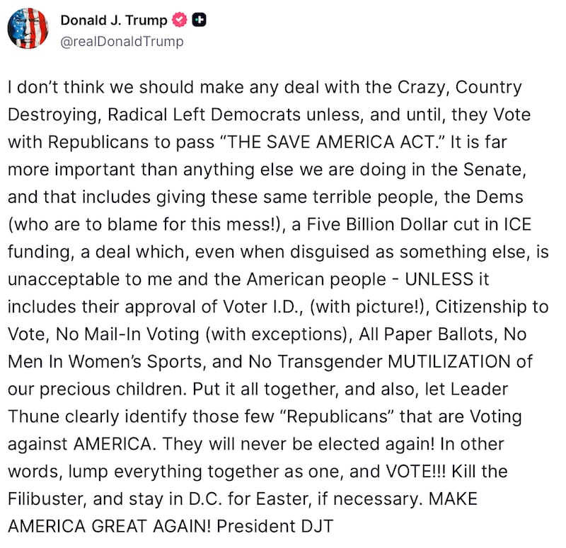 Donald Trump uses the non-word "MUTILIZATION" on Truth Social.