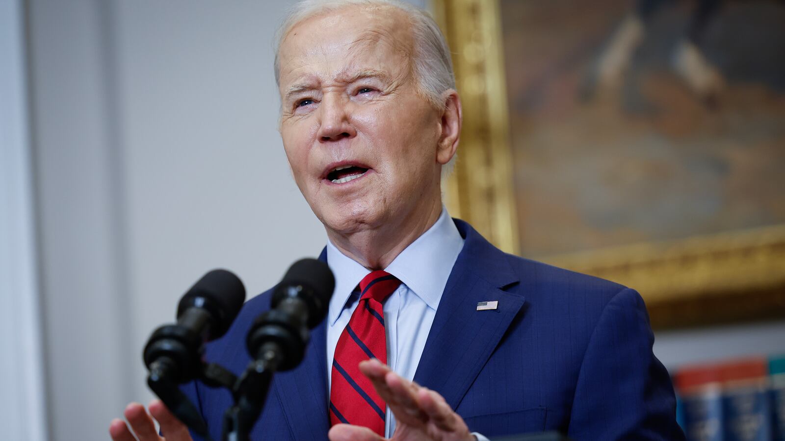 U.S. President Joe Biden speaks from the Roosevelt Room of the White House on May 02, 2024 in Washington, DC. Biden spoke about recent protests across the United States on college campuses