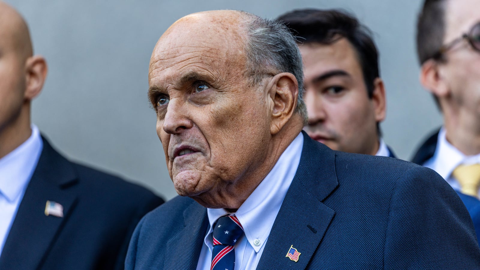 Former New York mayor Rudy Giuliani leaves the New York Federal Courthouse on November 7, 2024 in New York City. Giuliani appeared in a New York City courtroom after missing the deadline to turn over assets as part of $148m defamation judgement.