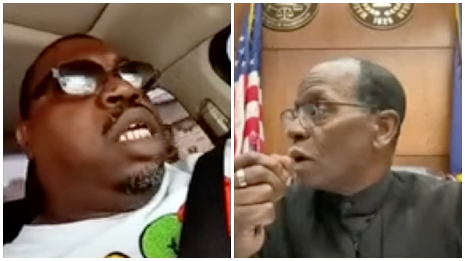 Side-by-side photos of Corey Harris and Judge Cedric Simpson.