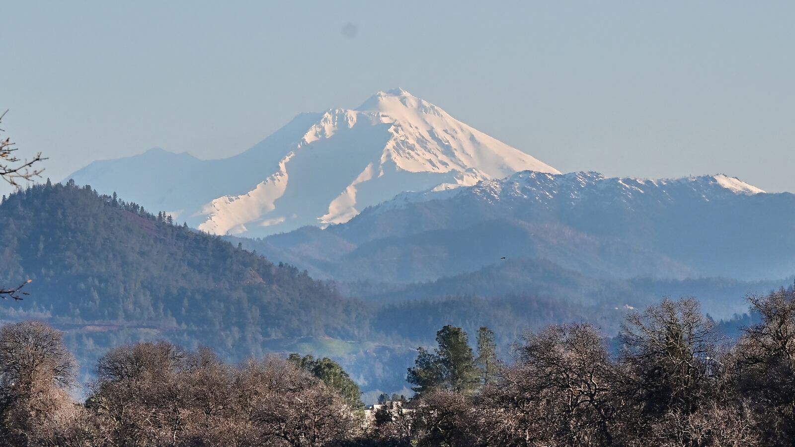 The Mount Shasta on February 24, 2024, in Redding in California's Shasta County, one of the states' most conservative counties. Shasta County is a conservative island of 180,000 people in largely Democratic California. It voted Republican by a significant margin in every presidential election since Ronald Reagan's 1980 win. (Photo by Frederic J. BROWN / AFP) (Photo by FREDERIC J. BROWN/AFP via Getty Images)