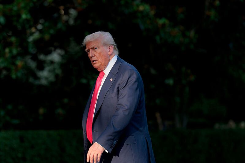 WASHINGTON, DC - JULY 15: U.S. President Donald Trump walks on the South Lawn of the White House after returning on Marine One on July 15, 2025 in Washington, DC. Trump spent the afternoon visiting Pittsburgh, where he attended the inaugural Pennsylvania Energy and Innovation Summit at Carnegie Mellon University. (Photo by Anna Moneymaker/Getty Images)