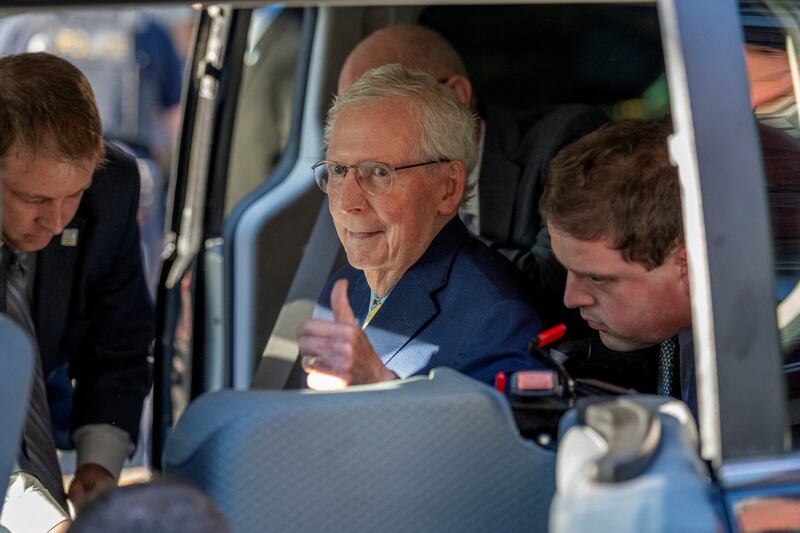 Senator Mitch McConnell (R-KY) departs his residence en route to a vote on the Senate floor after being out of the public eye for over three months Washington, D.C., U.S., September 14, 2026. REUTERS/Daniel Heuer     TPX IMAGES OF THE DAY