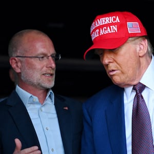 Donald Trump, alongside Brendan Carr, in Brownsville, Texas, in November last year.