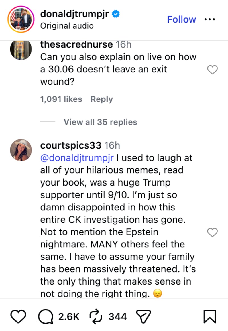 Instagram screenshot/@DonaldTrumpJr