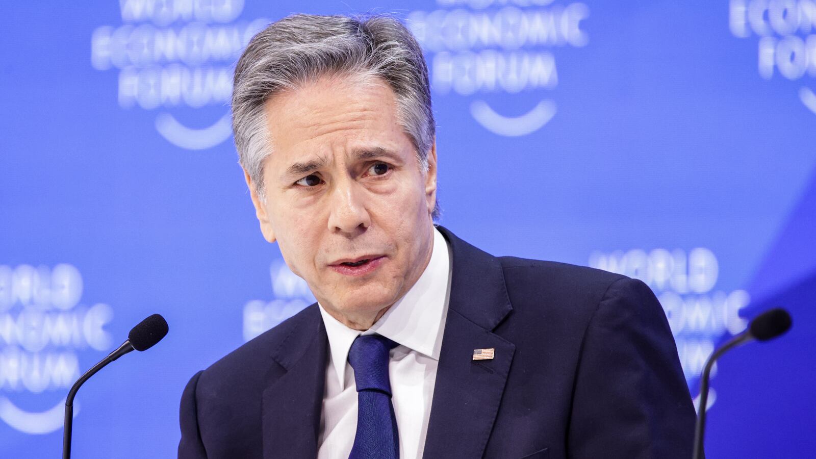 US Secretary of State Antony Blinken speaks at an event of the World Economic Forum (WEF) in Davos, January 17.