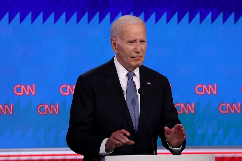 ATLANTA, GEORGIA - JUNE 27: U.S. President Joe Biden delivers remarks during the CNN Presidential Debate at the CNN Studios on June 27, 2024 in Atlanta, Georgia. President Biden and Republican presidential candidate, former U.S. President Donald Trump are facing off in the first presidential debate of the 2024 campaign. (Photo by Justin Sullivan/Getty Images)