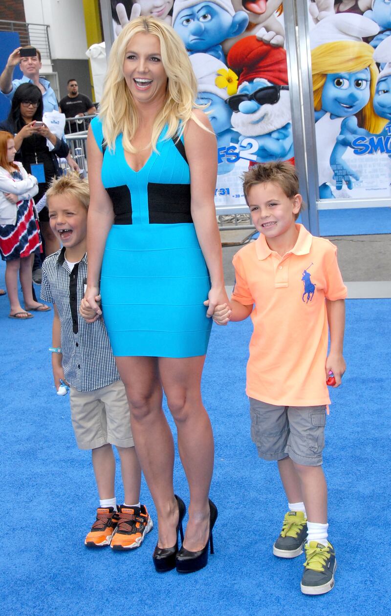 Singer Britney Spears (C) and sons Sean Preston Federline