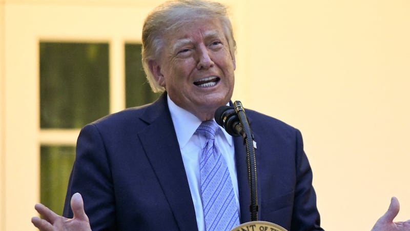 President Donald Trump speaks as he hosts a dinner at the White House in Washington, D.C., September 17, 2026.