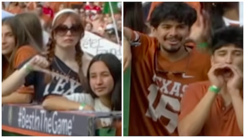 Texas fans behind Ted Cruz could be seen booing and giving the Republican senator a thumbs down during his live interview on ESPN.