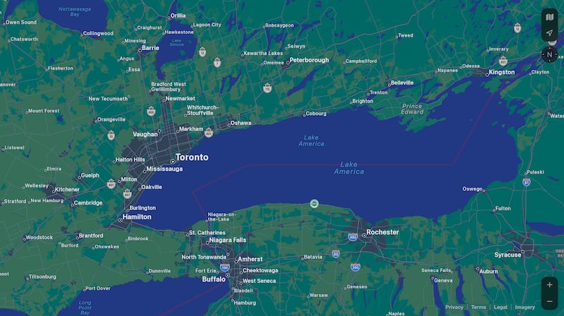 apple maps lake america lake ontario