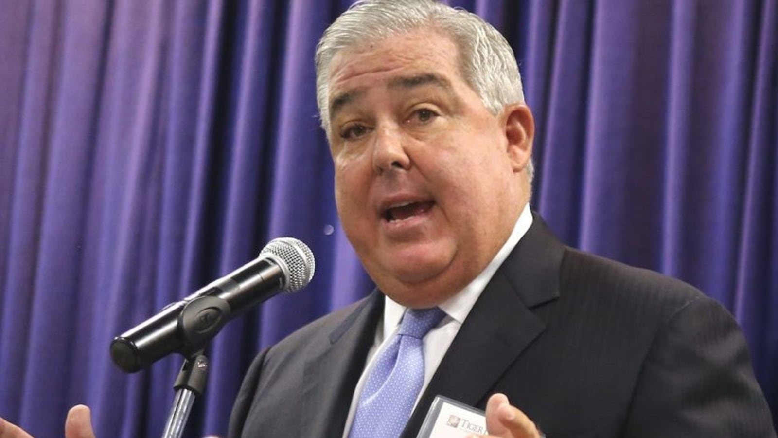 Attorney John Morgan delivers remarks at the Tiger Bay Club in Orlando, Florida, on Sept. 27, 2013, on his campaign to get an initiative to legalize medical marijuana on the 2014 statewide ballot.