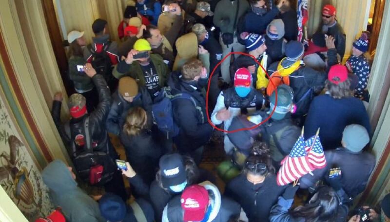 A photo of Duong Dai Luu at the Capitol on Jan. 6, taken from the criminal complaint charging him with four misdemeanors.