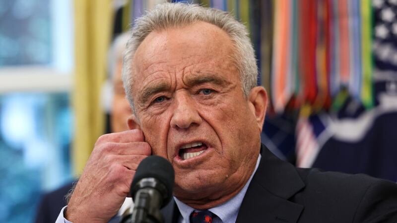 U.S. Secretary of Health and Human Services Robert F. Kennedy Jr. speaks after U.S. President Donald Trump announced a deal with Pfizer to lower Medicaid drug prices in the Oval Office of the White House on September 30, 2025 in Washington, DC.