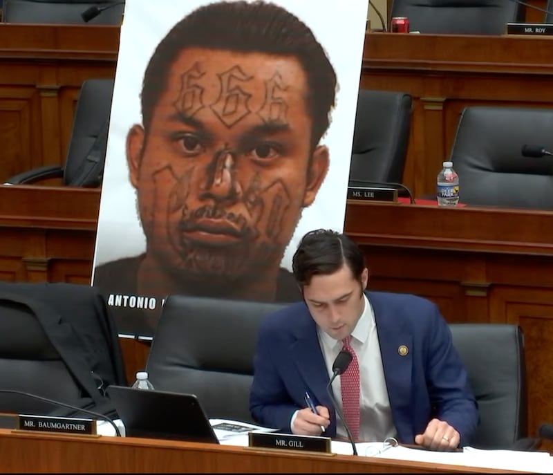 Rep. Brandon Gill and his picture of Antonio Israel Lazo-Quintanilla