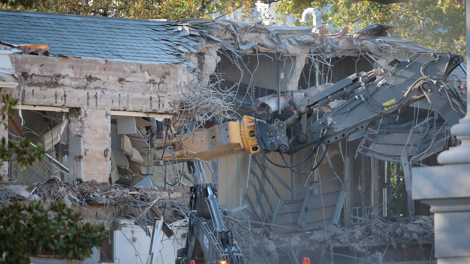 Workers demolished the facade of the East Wing of the White House on October 20.