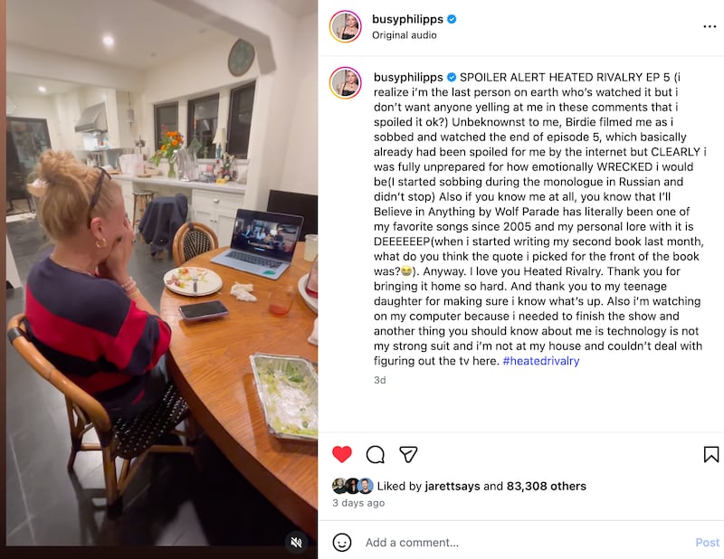 A screenshot of Busy Philipps' Instagram