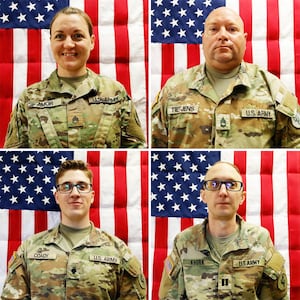 (L to R) Sgt. Declan J. Coady, Sgt. 1st Class Noah L. Tietjens, Sgt. 1st Class Nicole Amor and Capt. Cody Khork. (U.S. Army)